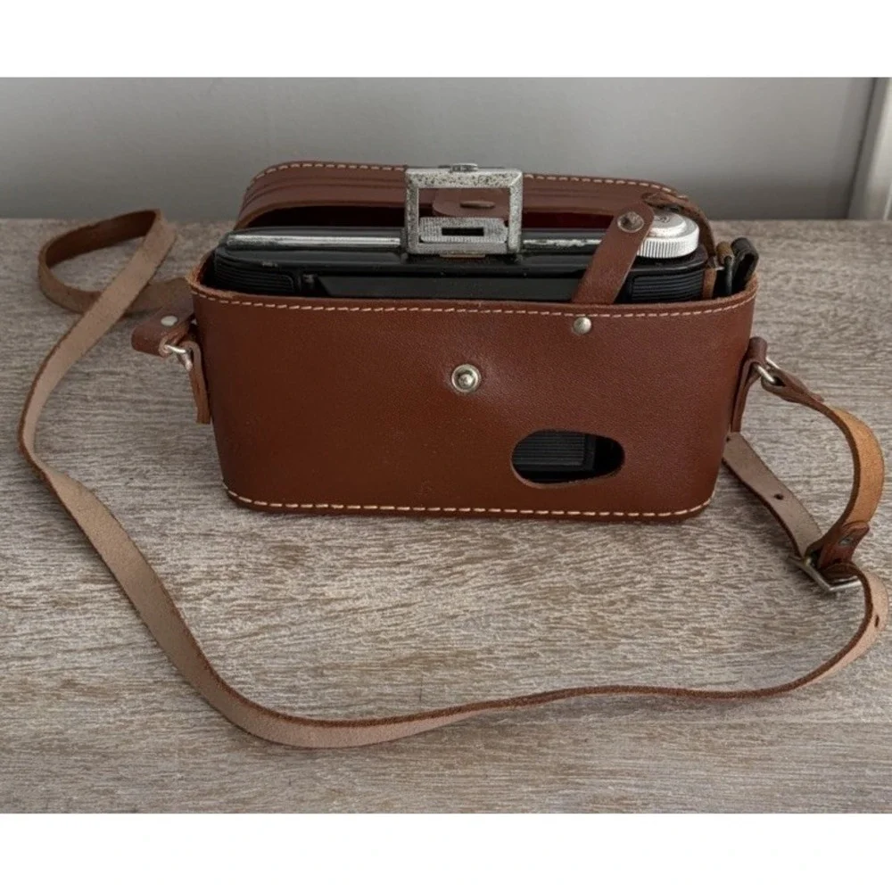 Vintage Ansco Viking Readyset Camera 1950s w/Original Brown Leather Bag UNTESTED
